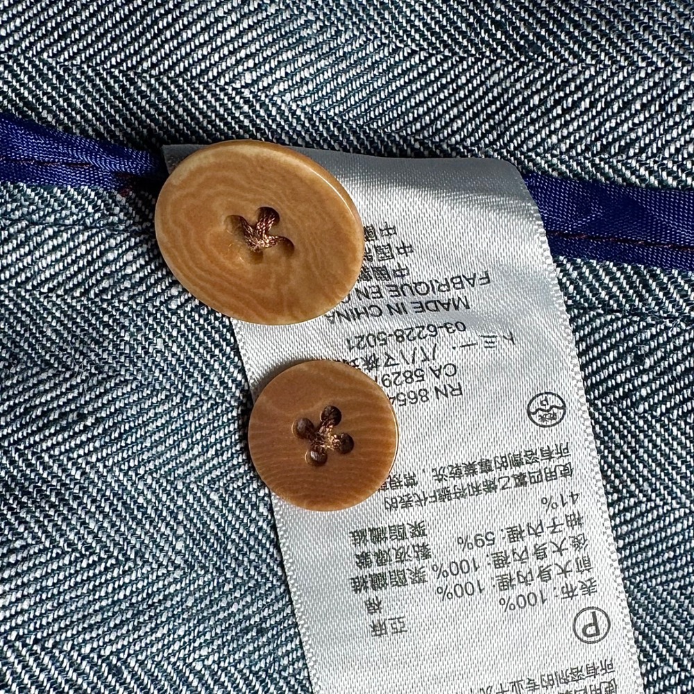 Tommy Bahama Mens XL 100% Irish Linen Blue Herringbone Blazer Sport Coat Coastal - Picture 13 of 13